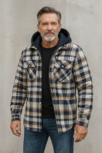 MONVIEL™ | Wool-Blend Check Zip Jacket