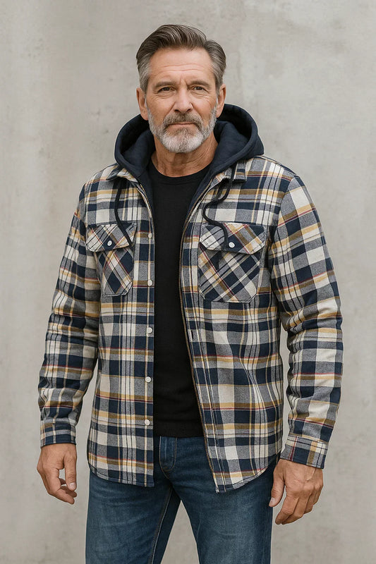 MONVIEL™ | Wool-Blend Check Zip Jacket