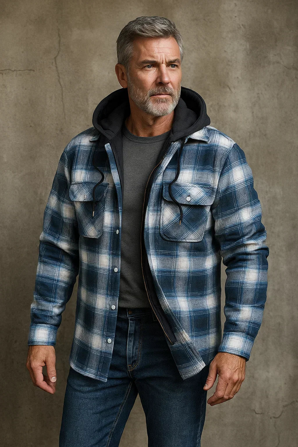 MONVIEL™ | Wool-Blend Check Zip Jacket