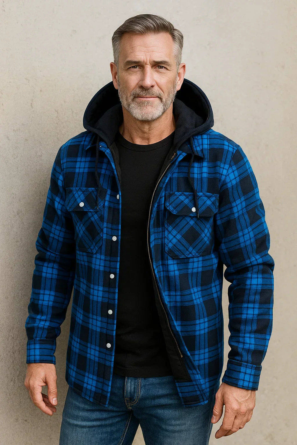 MONVIEL™ | Wool-Blend Check Zip Jacket