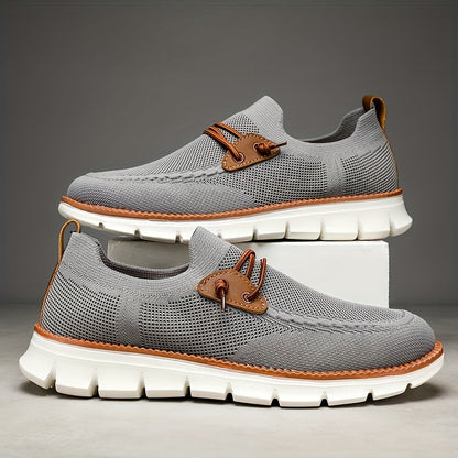 MANSSINO™ | Men's Knit Slip-On Sneaker with Leather Accent
