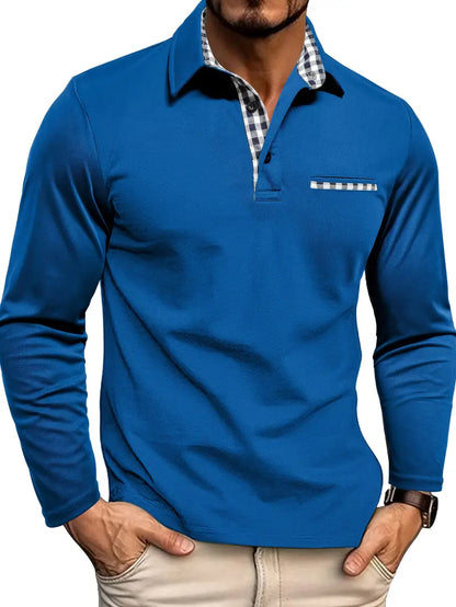 MONVIEL™ | Check-Trim Long Sleeve Polo