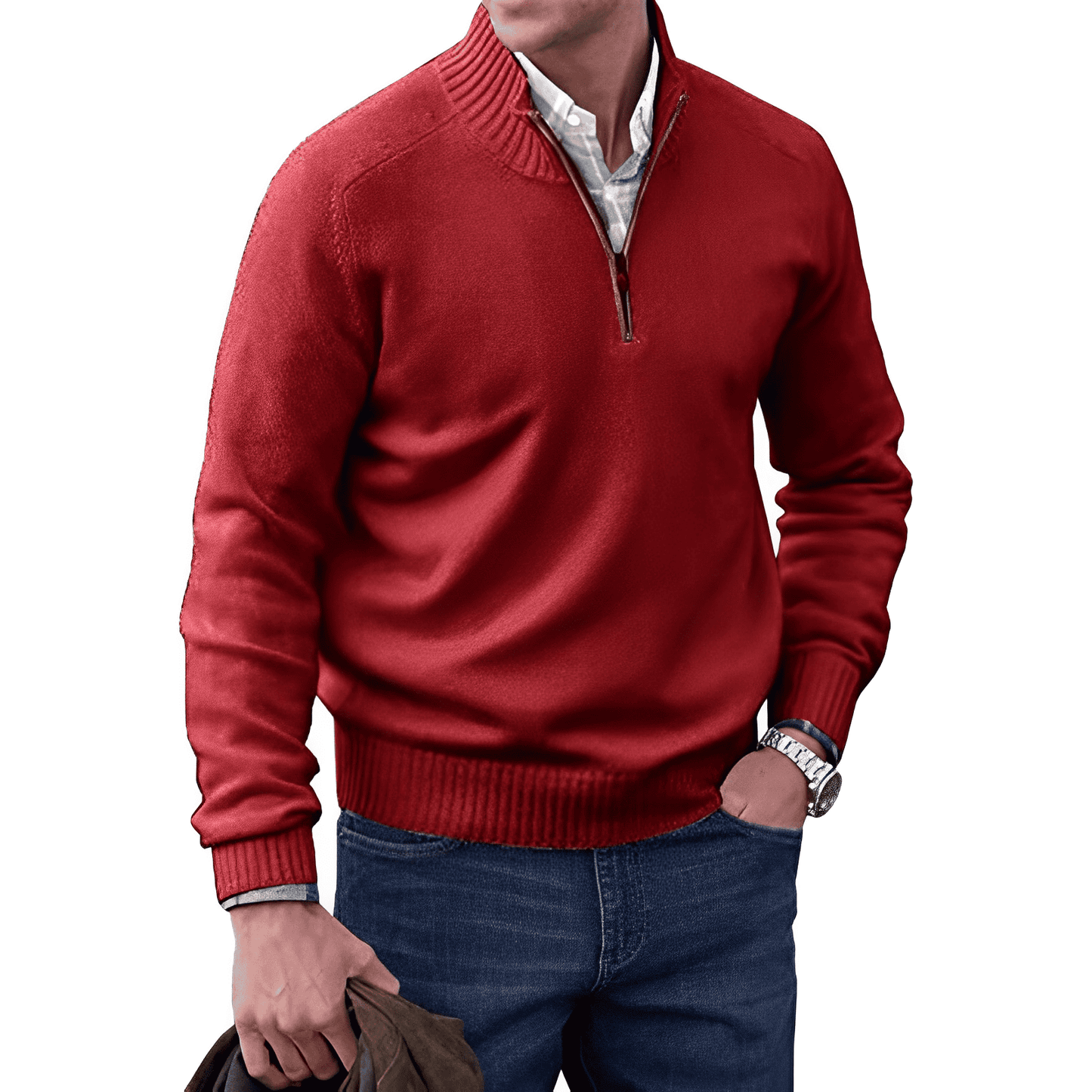 Fergal™ | Pull maille zippé col montant