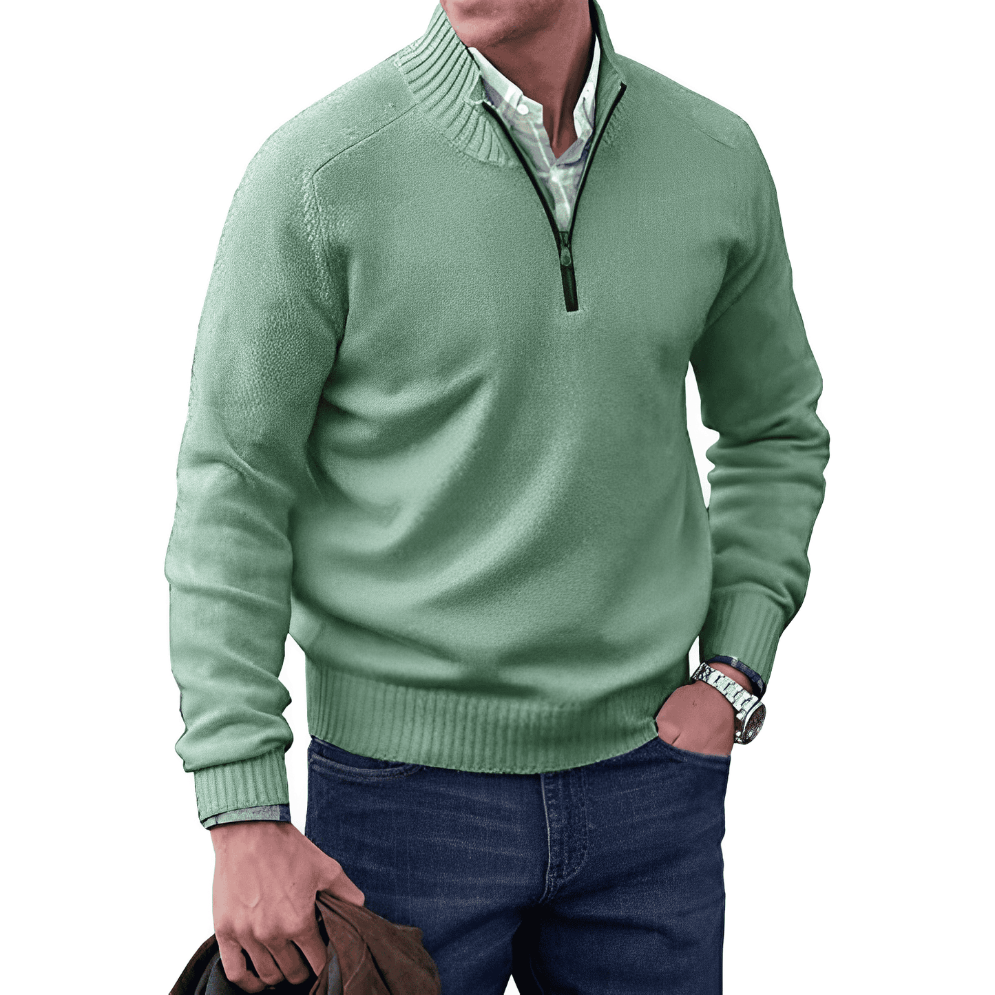 Fergal™ | Pull maille zippé col montant
