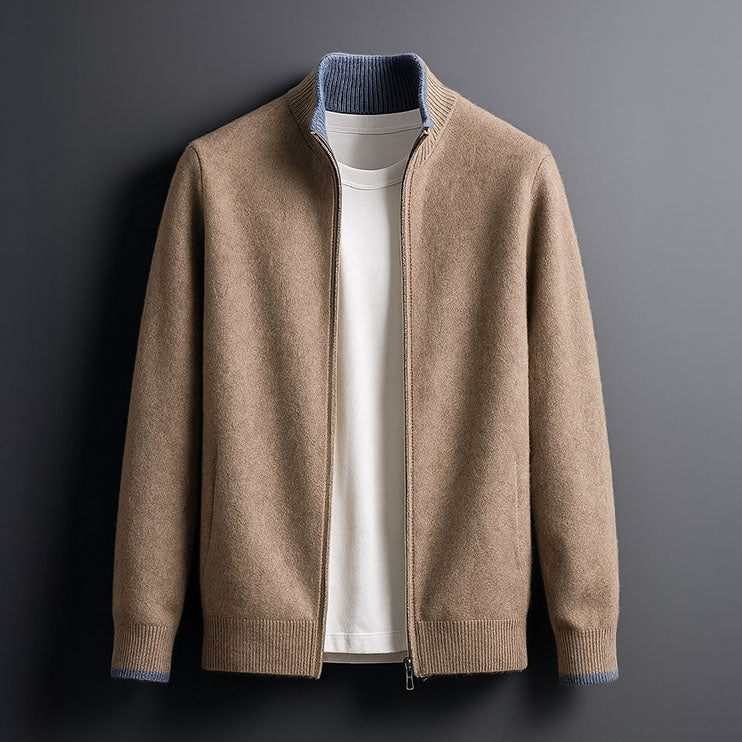 MONVIEL™ | Contrast-Trim Full-Zip Knit