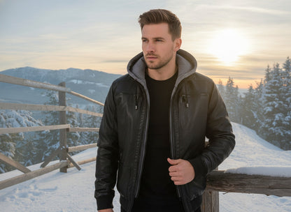 MONVIEL™ | Cold-Weather Hooded Leather Jacket