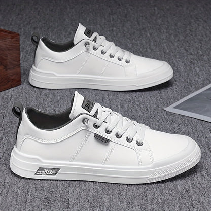 MANSSINO™ | Men's White Leather Low-Top Sneaker