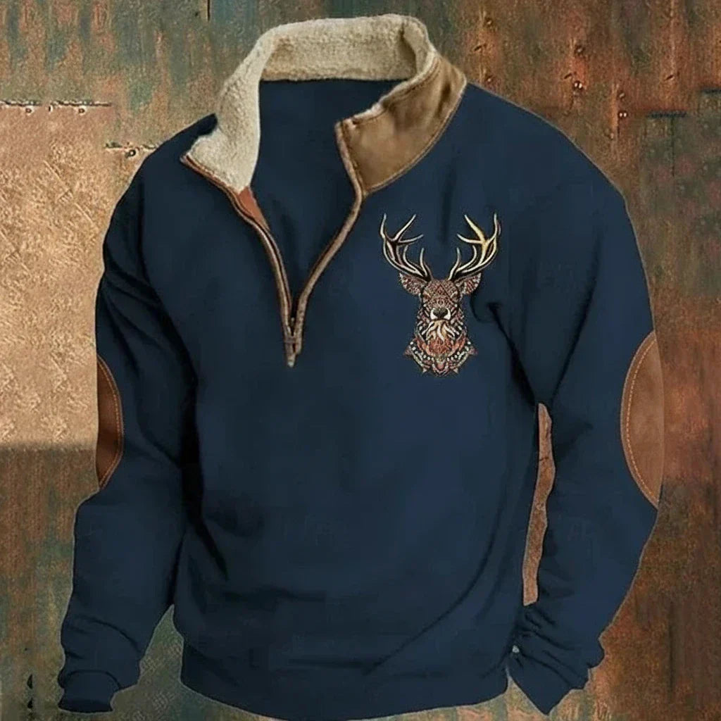 MONVIEL™ | Half-Zip Fleece-Lined Stag Knit