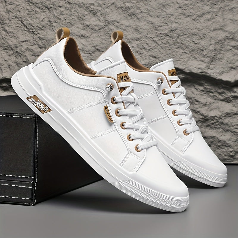 MANSSINO™ | Men's White Leather Low-Top Sneaker