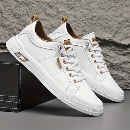 MANSSINO™ | Men's White Leather Low-Top Sneaker