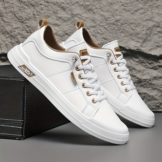 MANSSINO™ | Men's White Leather Low-Top Sneaker