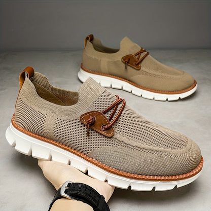 MANSSINO™ | Men's Knit Slip-On Sneaker with Leather Accent
