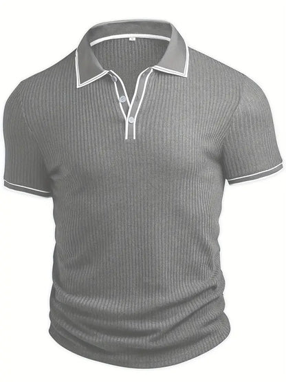MONVIEL™ | Contrast-Trim Ribbed Polo
