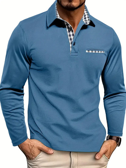 MONVIEL™ | Check-Trim Long Sleeve Polo