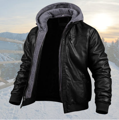 MONVIEL™ | Cold-Weather Hooded Leather Jacket