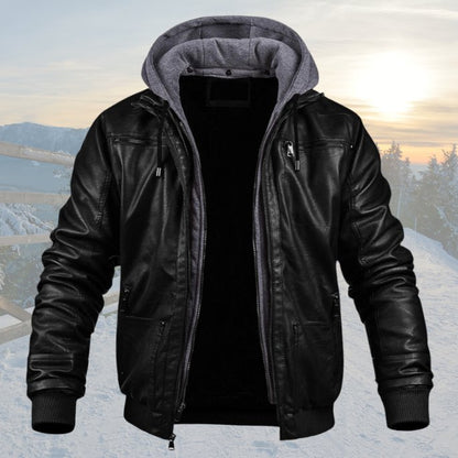 MONVIEL™ | Cold-Weather Hooded Leather Jacket