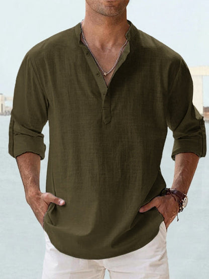 MONVIEL | Collarless Henley shirt