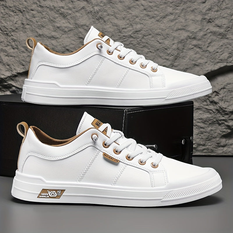 MANSSINO™ | Men's White Leather Low-Top Sneaker