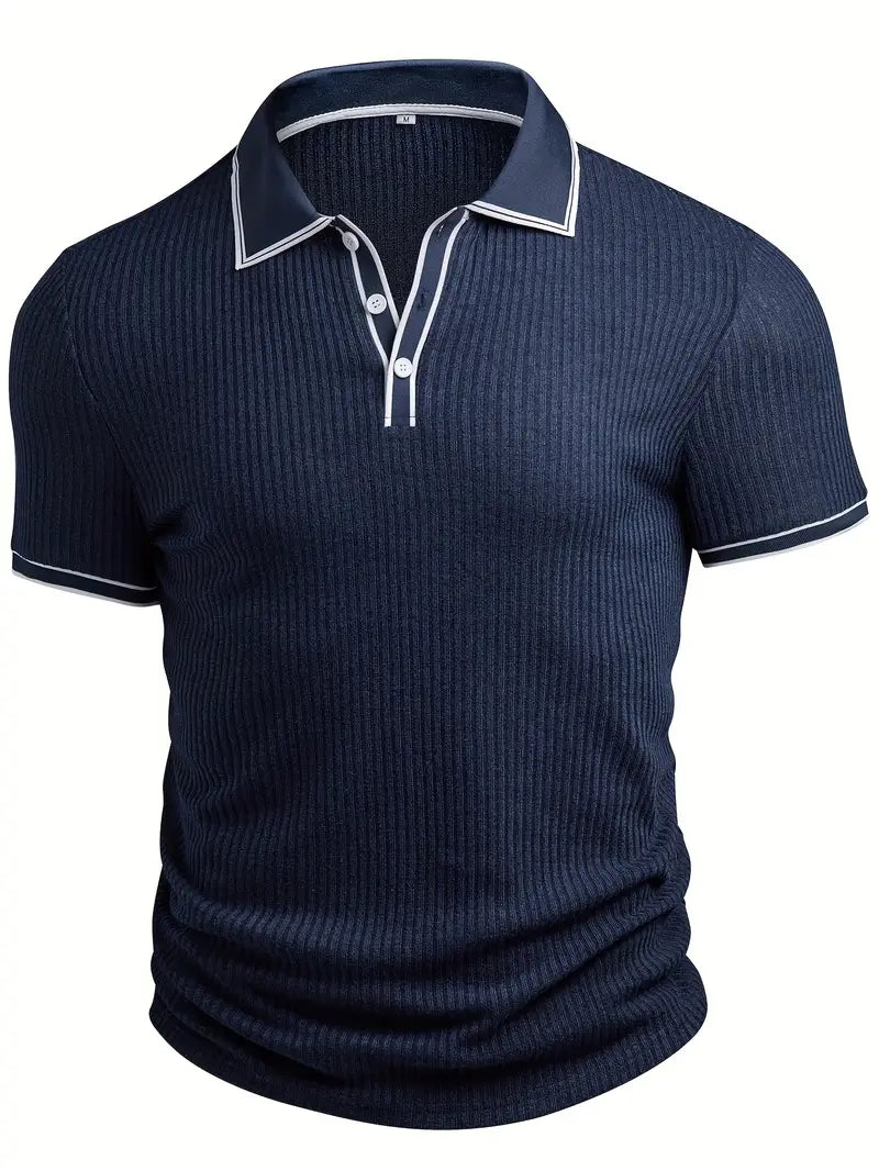 MONVIEL™ | Contrast-Trim Ribbed Polo