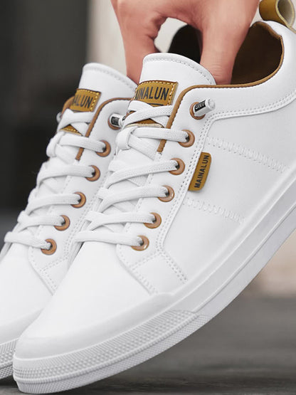 MANSSINO™ | Men's White Leather Low-Top Sneaker