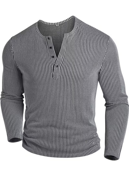 MANSSINO™ | Men's Textured Knit Button-Neck Shirt