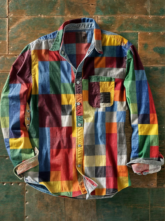 LAURENT MONACO | CHEMISE À MANCHES LONGUES SIGNATURE MOSAIQUE POUR HOMME