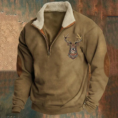 MONVIEL™ | Half-Zip Fleece-Lined Stag Knit