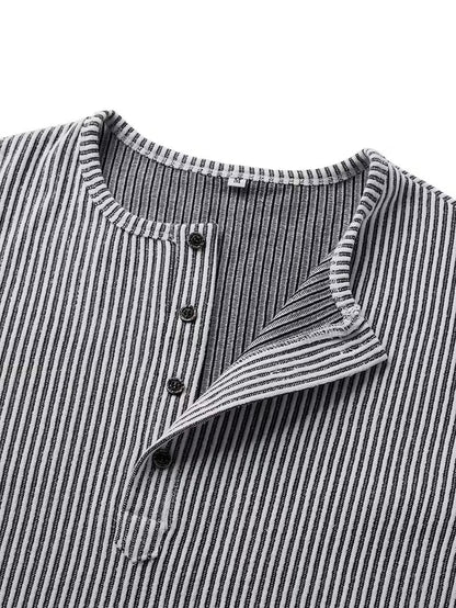 MANSSINO™ | Men's Textured Knit Button-Neck Shirt
