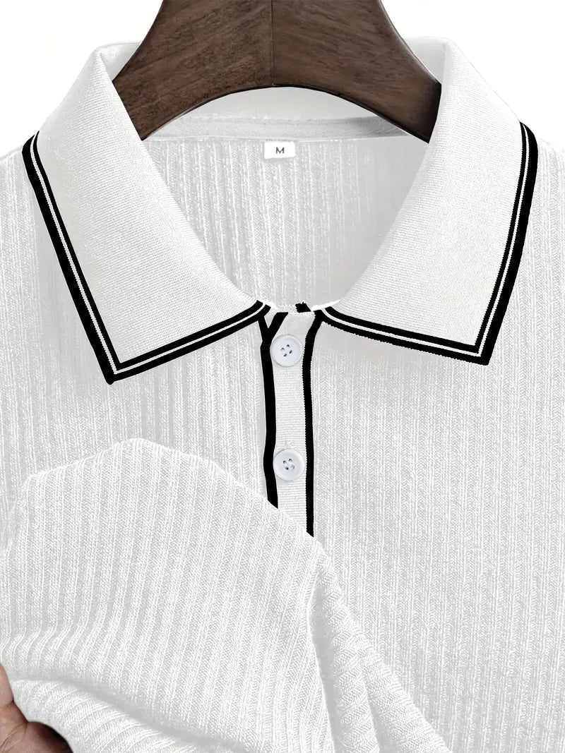 MONVIEL™ | Contrast-Trim Ribbed Polo