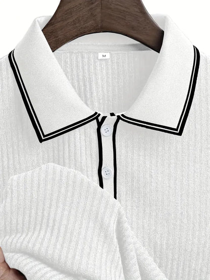 MONVIEL™ | Contrast-Trim Ribbed Polo