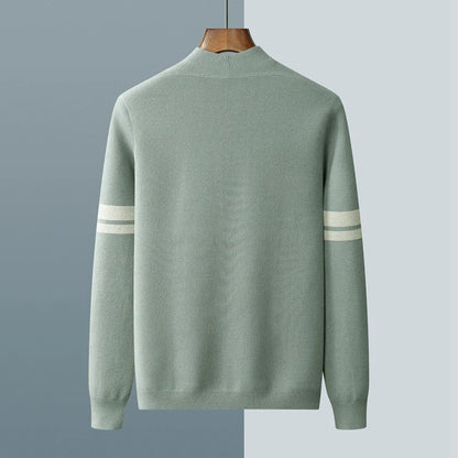 MANSSINO™ | Merino Stripe-Sleeve Button Cardigan