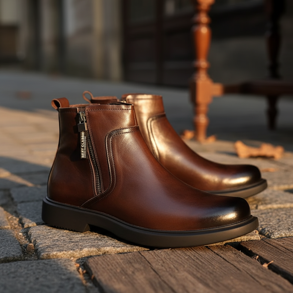 MANSSINO™ | Men's Side-Zip Leather Boots