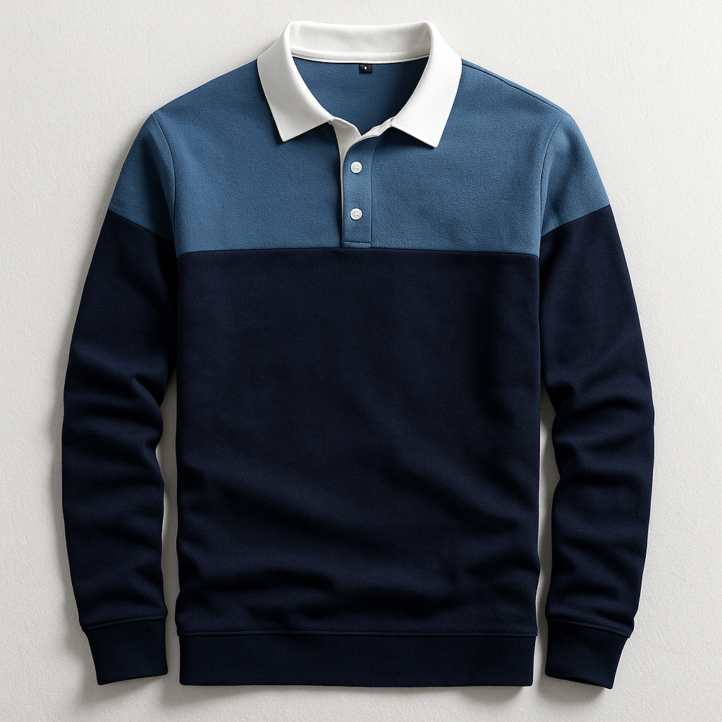 MANSSINO™ | Men's Long-Sleeve Contrast Collar Polo