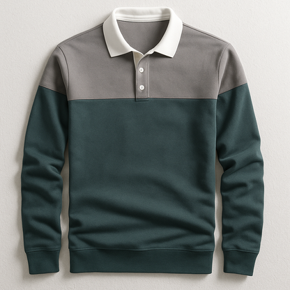 MANSSINO™ | Men's Long-Sleeve Contrast Collar Polo