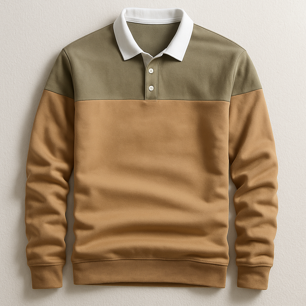 MANSSINO™ | Men's Long-Sleeve Contrast Collar Polo