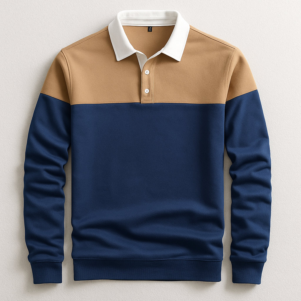MANSSINO™ | Men's Long-Sleeve Contrast Collar Polo