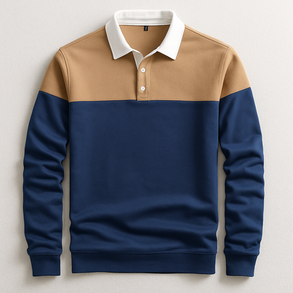 MANSSINO™ | Men's Long-Sleeve Contrast Collar Polo