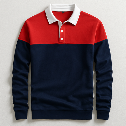 MANSSINO™ | Men's Long-Sleeve Contrast Collar Polo