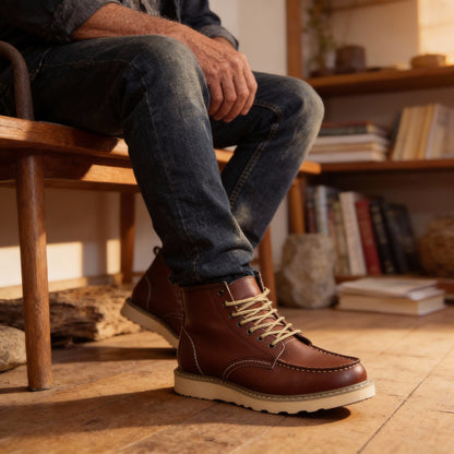 MANSSINO™ | Men's Moc-Toe Lace-Up Boot