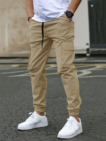MONVIEL™ | Men's Cotton-Blend Elastic Waist Cargo Trousers