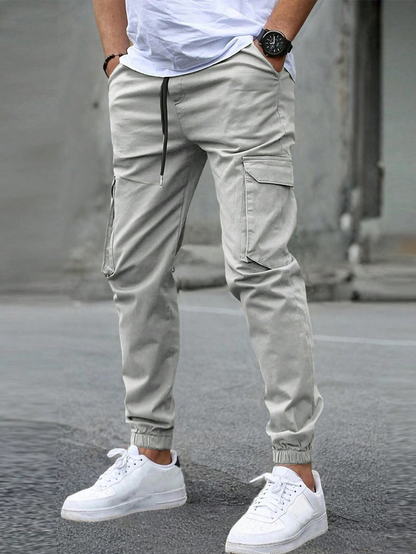 MONVIEL™ | Men's Cotton-Blend Elastic Waist Cargo Trousers