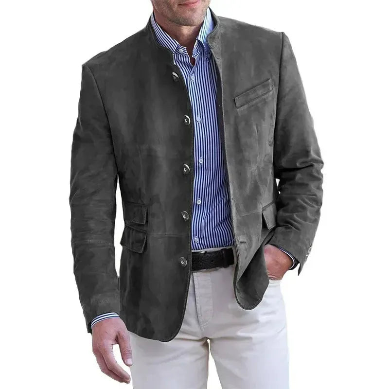 MANSSINO™ | Stand-Collar Suede Blazer