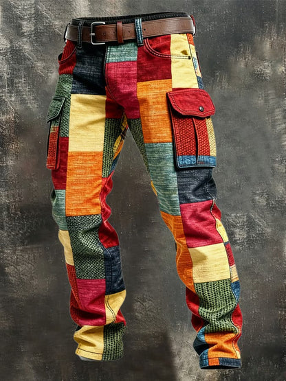 MONVIEL | Mens Patchwork Cargo Trousers