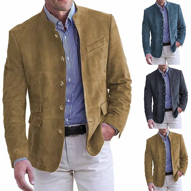 MANSSINO™ | Stand-Collar Suede Blazer