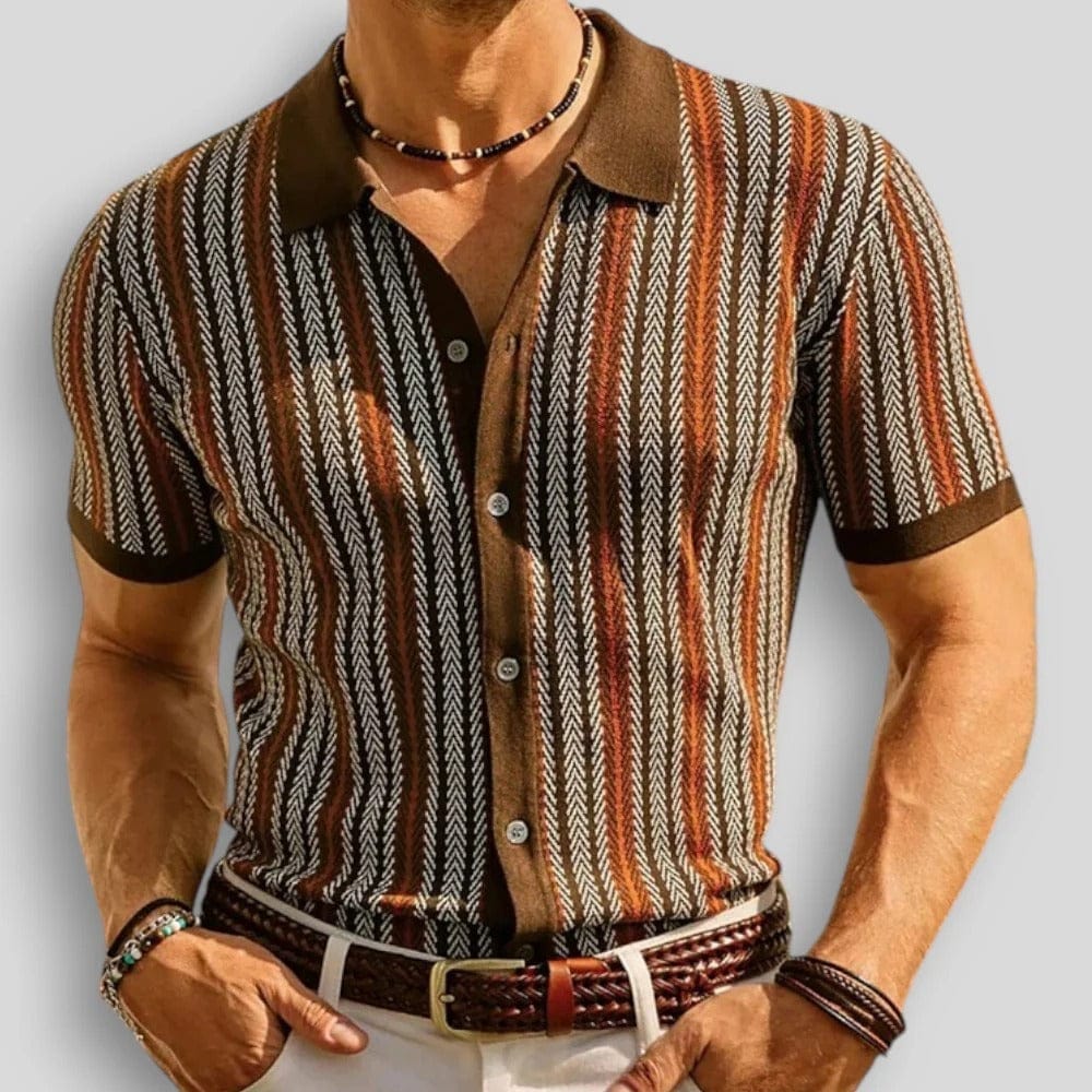 MONVIEL™ | Chevron Knit Button Polo