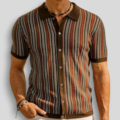 MONVIEL™ | Chevron Knit Button Polo