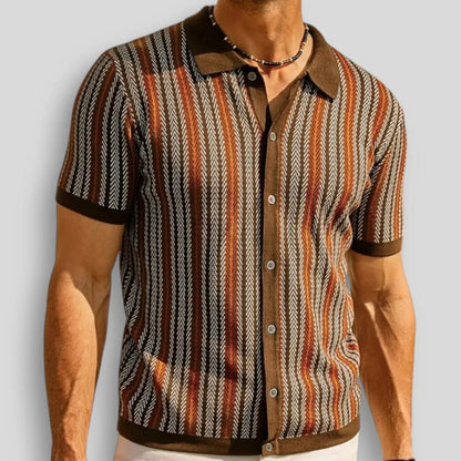 MONVIEL™ | Chevron Knit Button Polo