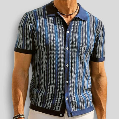 MONVIEL™ | Chevron Knit Button Polo