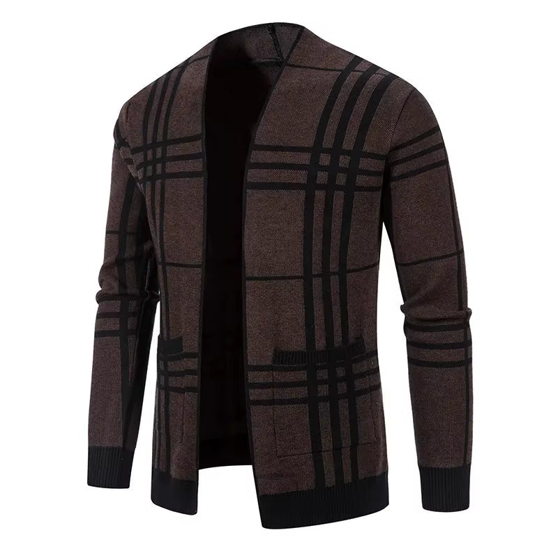 MANSSINO™ | Check Open-Front Knit Cardigan