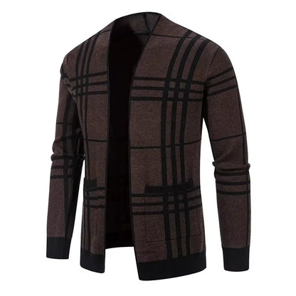 MANSSINO™ | Check Open-Front Knit Cardigan